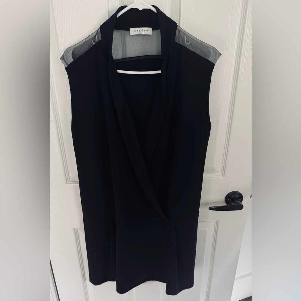 Sandro Black Mini Dress with Sheer Accents